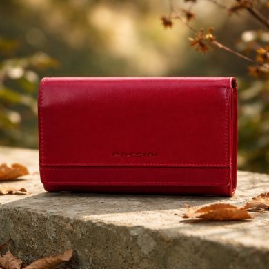 Portfel ze skóry - czerwony