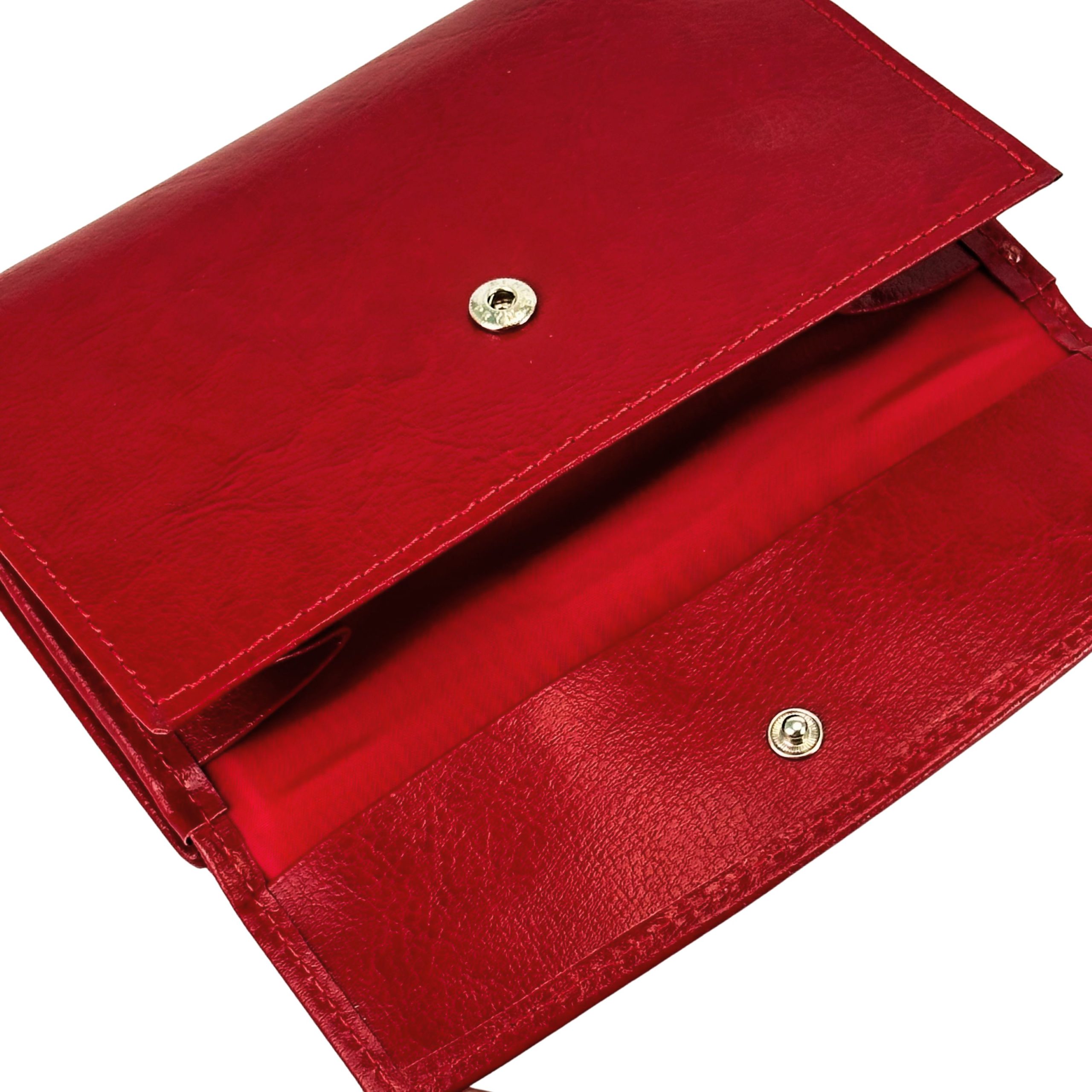 Portfel damski pionowy rozbudowany głęboka czerwień - obrazek 5