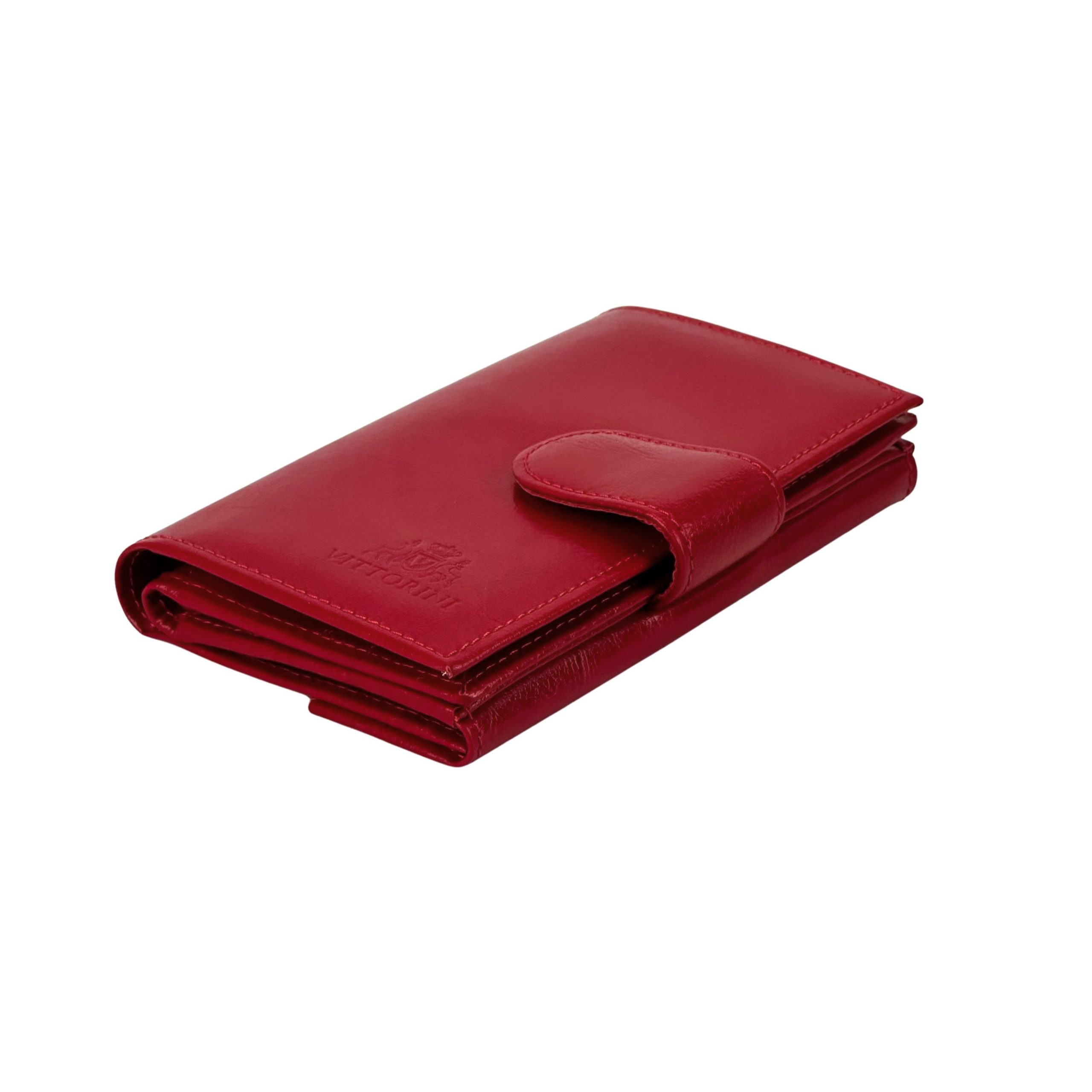 Portfel damski pionowy rozbudowany głęboka czerwień - obrazek 6