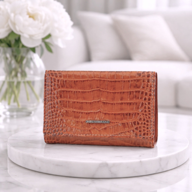 Portfel damski Paesini krokodyl koniak