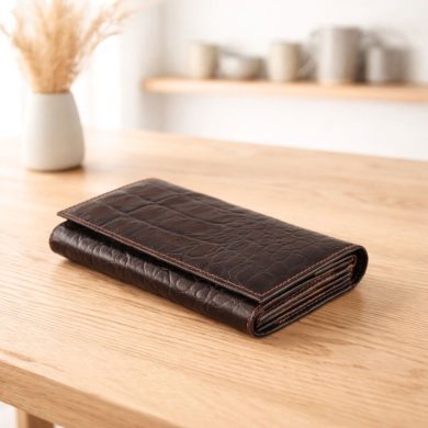 Portfel damski Vittorini krokodyl brąz naturale