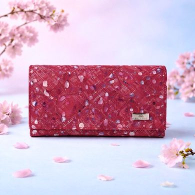 Portfel damski artystyczny wzór granatowy środek