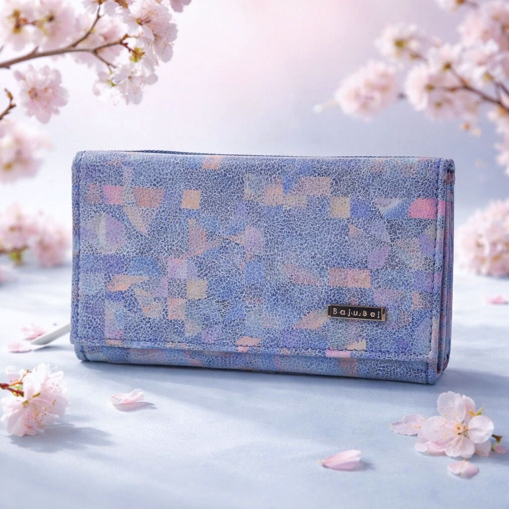 Portfel damski niebieski geometryczne wzory