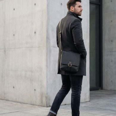 Torba męska średnia listonoszka czarna