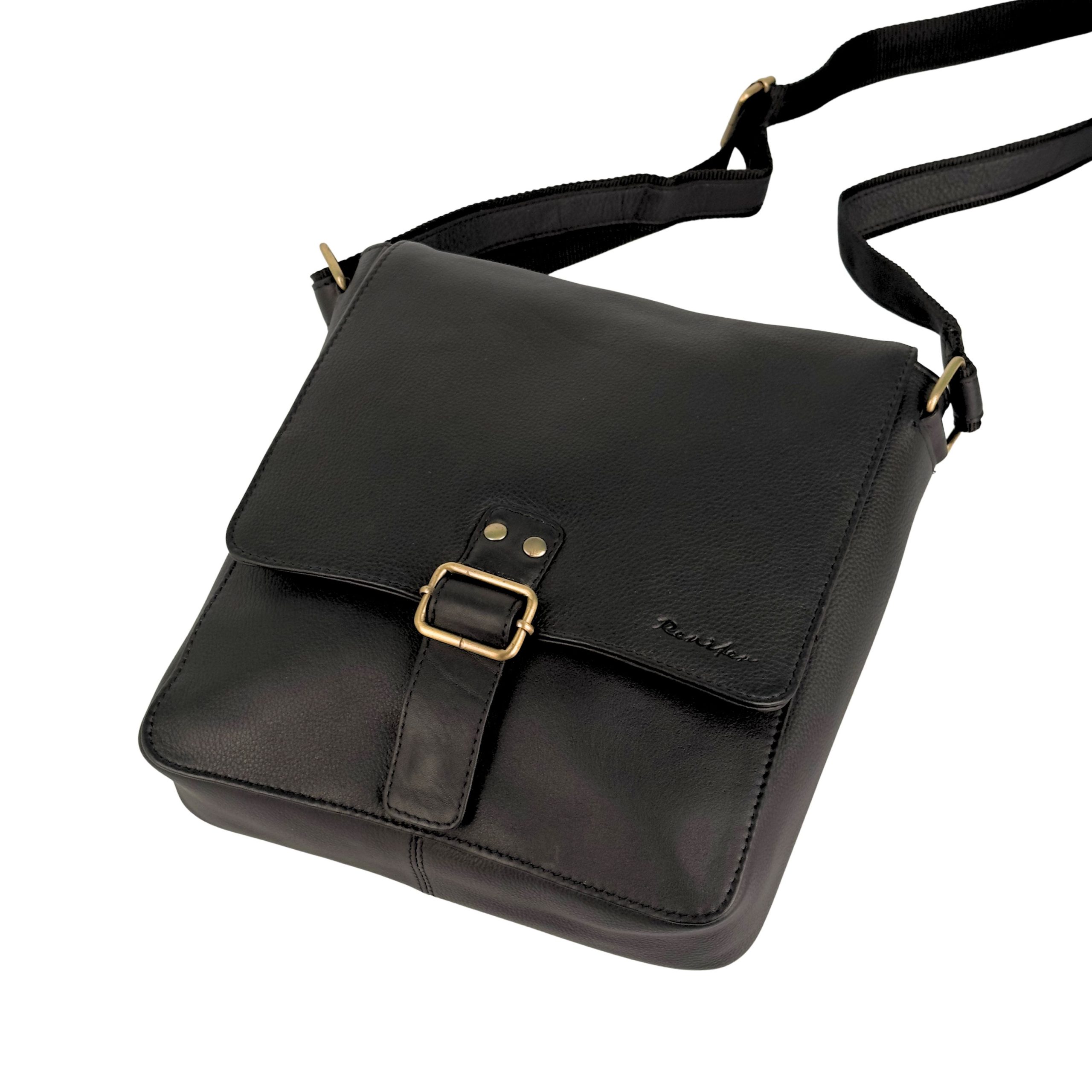 Torba męska średnia listonoszka czarna - obrazek 3